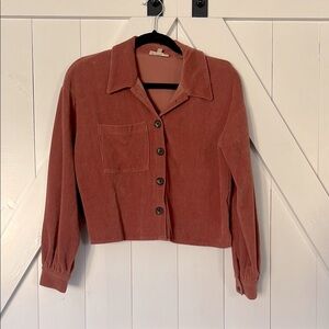 Madewell Rust Corduroy Crop Button-Up Shirt